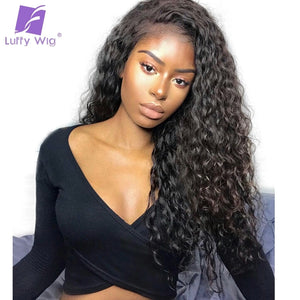 LUFFY 13x6 Deep Part Pre Plucked Curly Lace Front Human Hair Wigs With Baby Hair For Women Indian Non Remy Hair 130% Density