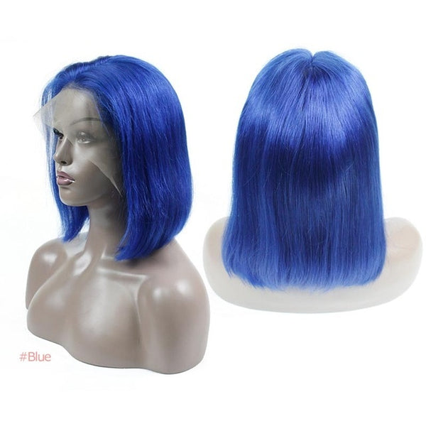 Ali Queen Hair Short Human Hair Wigs 613/Red/Blue/Black/Purple/Pink Wig Remy Brazilian Ombre Lace Front Wig Blonde Bob Wigs