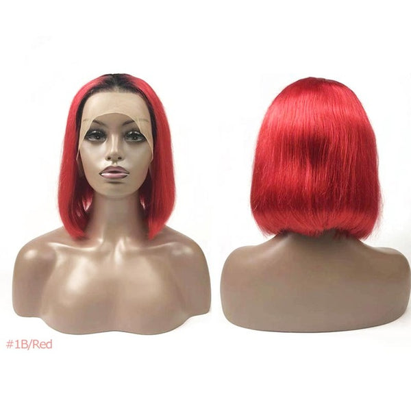 Ali Queen Hair Short Human Hair Wigs 613/Red/Blue/Black/Purple/Pink Wig Remy Brazilian Ombre Lace Front Wig Blonde Bob Wigs