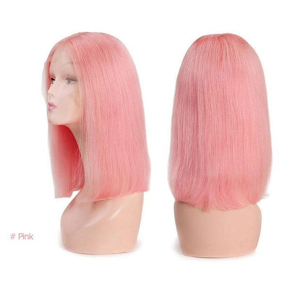 Ali Queen Hair Short Human Hair Wigs 613/Red/Blue/Black/Purple/Pink Wig Remy Brazilian Ombre Lace Front Wig Blonde Bob Wigs