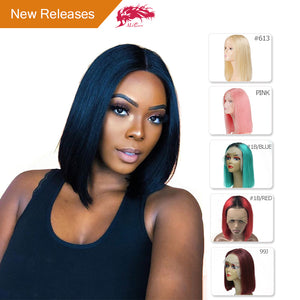 Ali Queen Hair Short Human Hair Wigs 613/Red/Blue/Black/Purple/Pink Wig Remy Brazilian Ombre Lace Front Wig Blonde Bob Wigs