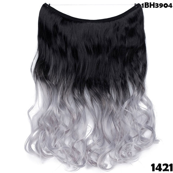 SNOILITE 20 inches Invisible Wire No Clips in Hair Extensions Secret Fish Line Hairpieces long Straight natual hair synthetic