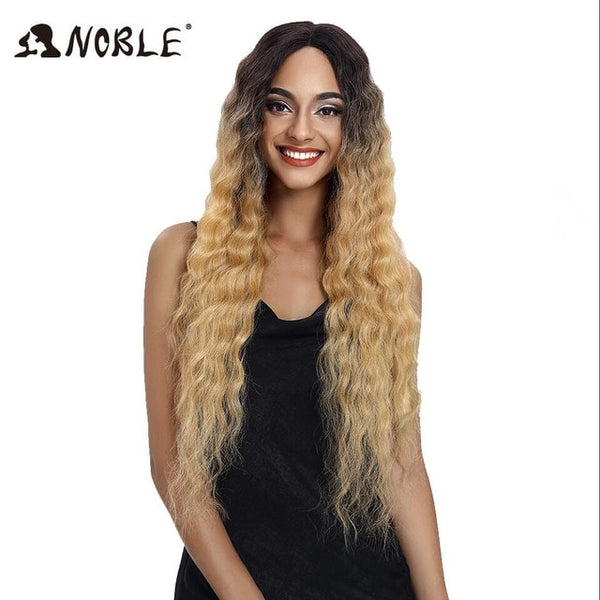 Noble Hair Wigs For Black Women Synthetic Lace Front Wig 30 Inch Long Wavy Hair Blonde Ombre Hair Synthetic Lace Front Wig