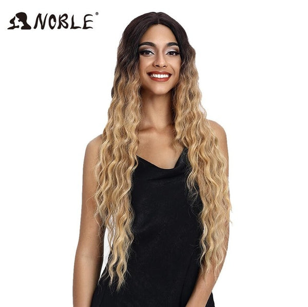 Noble Hair Wigs For Black Women Synthetic Lace Front Wig 30 Inch Long Wavy Hair Blonde Ombre Hair Synthetic Lace Front Wig