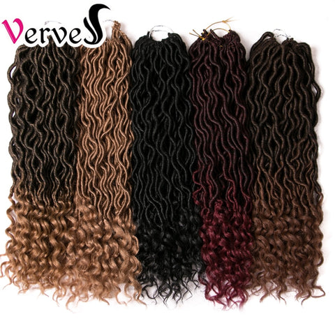 VERVES Faux Locs 18 inch Crochet braids Hair Extensions 24 strands/pack Braids Ombre Kanekalon Braiding Hair Synthetic brown