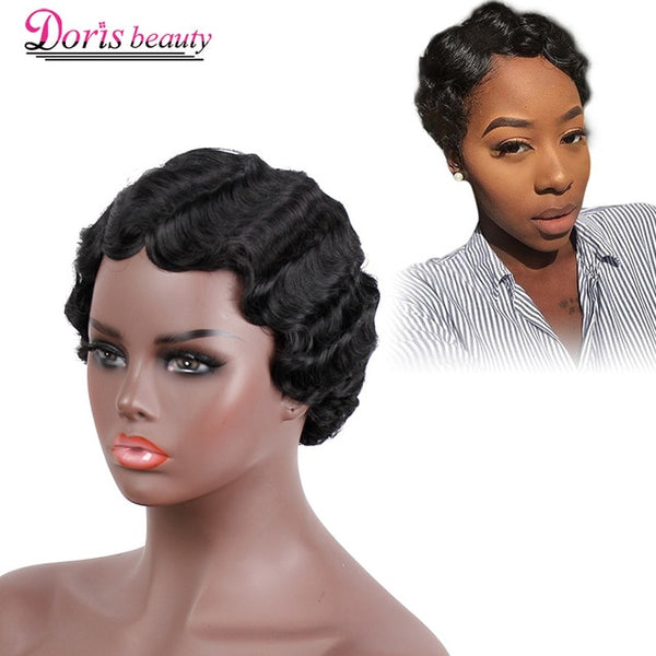 Doris beauty Short Curly Black Cute Wig for Women Blonde African Afro Hair Synthetic Wigs For Women Short Hair Heat Resistant