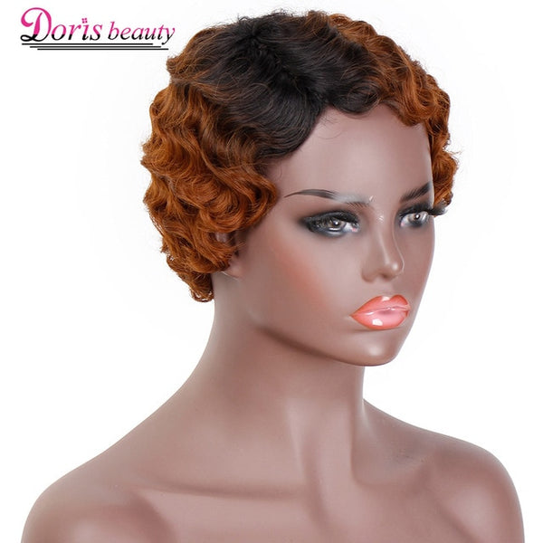 Doris beauty Short Curly Black Cute Wig for Women Blonde African Afro Hair Synthetic Wigs For Women Short Hair Heat Resistant