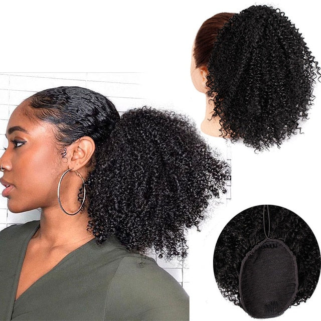 Drawstring Puff Afro Kinky Curly Ponytail African American Short Wrap Synthetic clip in Ponytail Hair Extensions AISI HAIR