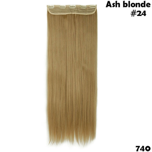 SNOILITE 26inch long 5 clip in hair extension synthetic hair blond brown black clip in human hair extensions straight for women