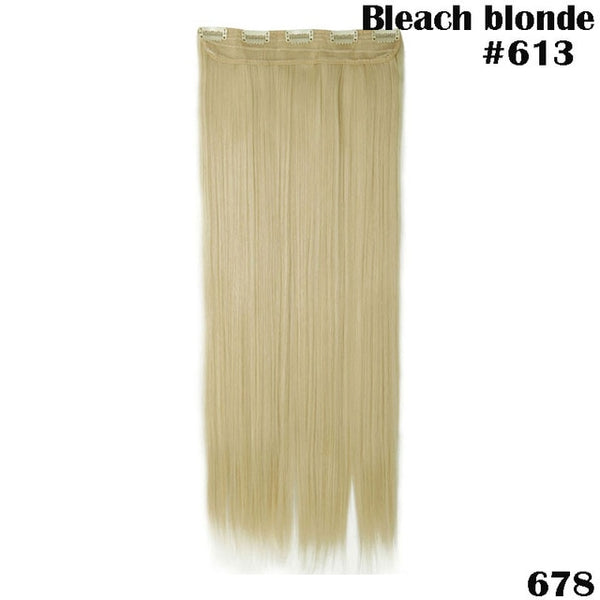 SNOILITE 26inch long 5 clip in hair extension synthetic hair blond brown black clip in human hair extensions straight for women