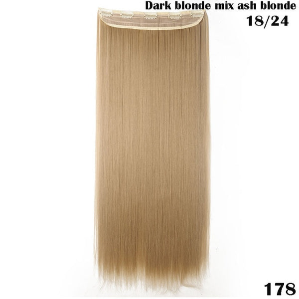 SNOILITE 26inch long 5 clip in hair extension synthetic hair blond brown black clip in human hair extensions straight for women