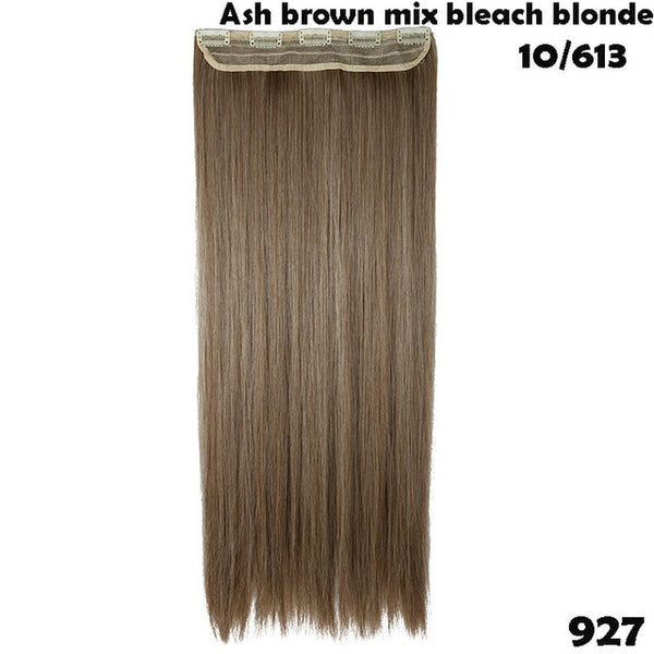 SNOILITE 26inch long 5 clip in hair extension synthetic hair blond brown black clip in human hair extensions straight for women