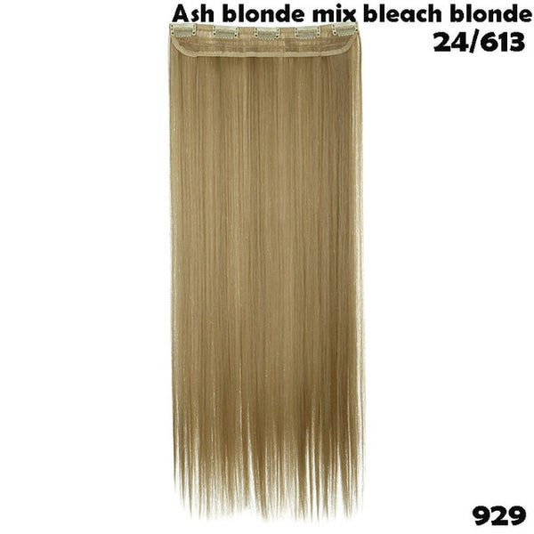 SNOILITE 26inch long 5 clip in hair extension synthetic hair blond brown black clip in human hair extensions straight for women