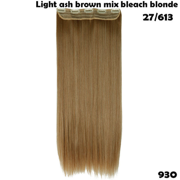 SNOILITE 26inch long 5 clip in hair extension synthetic hair blond brown black clip in human hair extensions straight for women