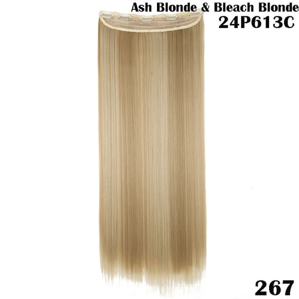 SNOILITE 26inch long 5 clip in hair extension synthetic hair blond brown black clip in human hair extensions straight for women