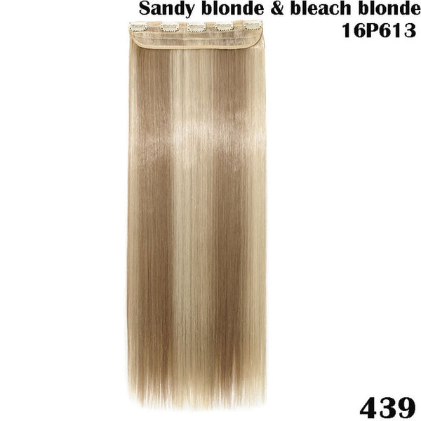 SNOILITE 26inch long 5 clip in hair extension synthetic hair blond brown black clip in human hair extensions straight for women