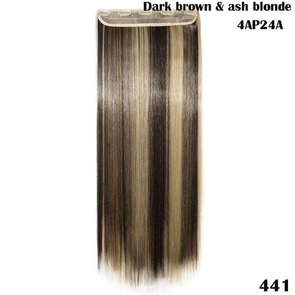 SNOILITE 26inch long 5 clip in hair extension synthetic hair blond brown black clip in human hair extensions straight for women