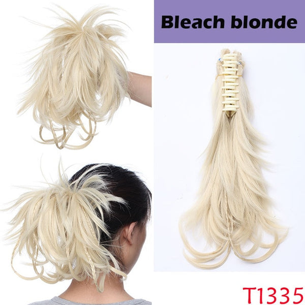 SNOILITE 12" Synthetic DIY Hair black Blonde Brown Braids claw on Ponytail Clip in on Hair Extensions hair ponytail Hairpieces