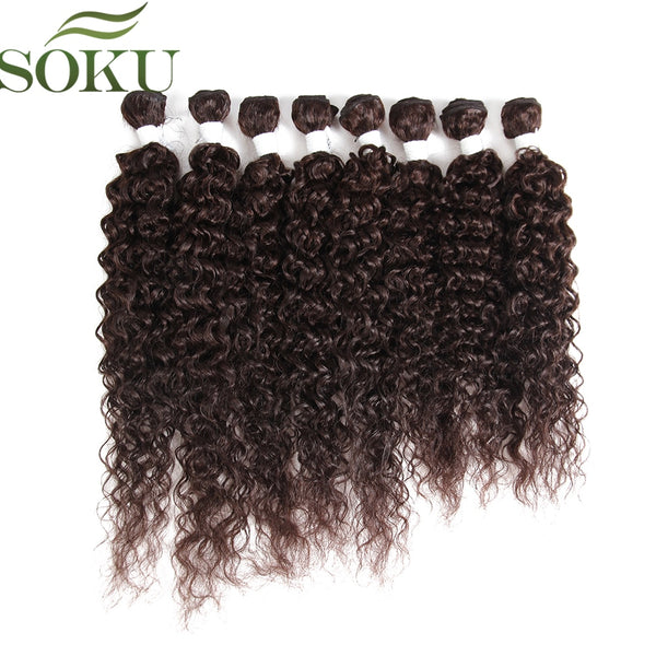 SOKU 16"-20" Kinky Curly Synthetic Hair Bundles 8pcs/pack Kanekalon High Temperature Fiber Hair Weaves Sew in hair Extensions