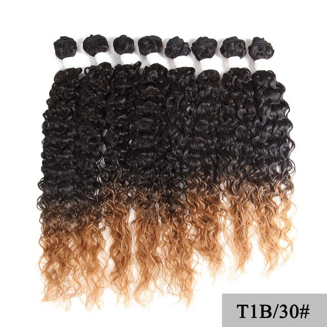 SOKU 16"-20" Kinky Curly Synthetic Hair Bundles 8pcs/pack Kanekalon High Temperature Fiber Hair Weaves Sew in hair Extensions