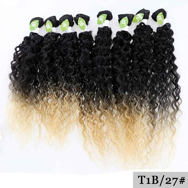 SOKU 16"-20" Kinky Curly Synthetic Hair Bundles 8pcs/pack Kanekalon High Temperature Fiber Hair Weaves Sew in hair Extensions