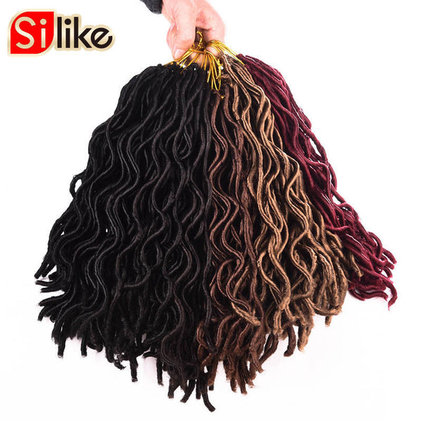 Silike 12' 20' Faux Locs Curly Crochet Braids Heat Resistant Synthetic Hair Black Brown Blonde Winered Braid Hair Extensions