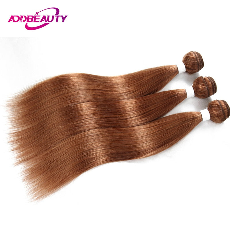 Addbeauty 30 Color Honey Blonde Light Brown Bundles Straight Brazilian Human Remy Hair Pre-colored Weave Extension Double Weft