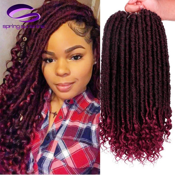 Spring sunshine Faux Locs Crochet Braids 16 Inch Soft Natural Kanekalon Synthetic Hair Extension 24 Stands/Pack Goddess Locks