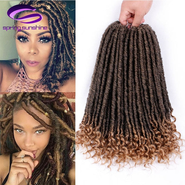 Spring sunshine Faux Locs Crochet Braids 16 Inch Soft Natural Kanekalon Synthetic Hair Extension 24 Stands/Pack Goddess Locks