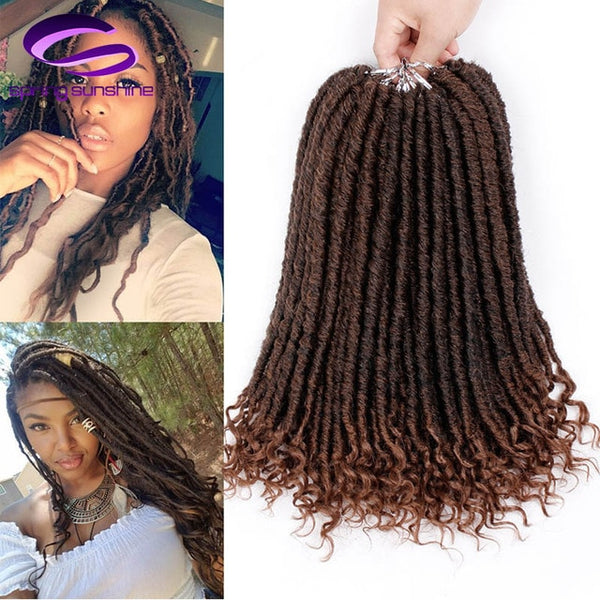 Spring sunshine Faux Locs Crochet Braids 16 Inch Soft Natural Kanekalon Synthetic Hair Extension 24 Stands/Pack Goddess Locks