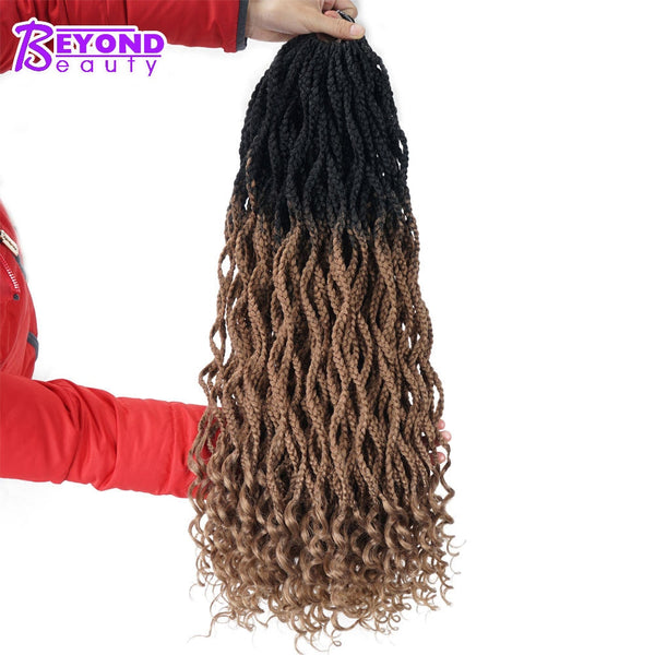 Beyond Beauty Goddess Box Braids Curly Crochet Hair Extensions Kanekalon Crochet Braids Synthetic Braiding Hair Black Color Bulk