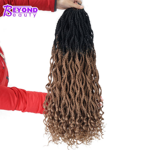 Beyond Beauty Goddess Box Braids Curly Crochet Hair Extensions Kanekalon Crochet Braids Synthetic Braiding Hair Black Color Bulk