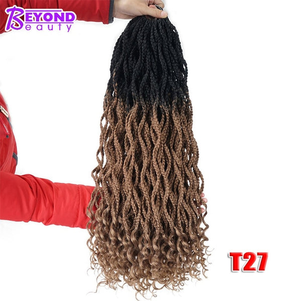 Beyond Beauty Goddess Box Braids Curly Crochet Hair Extensions Kanekalon Crochet Braids Synthetic Braiding Hair Black Color Bulk