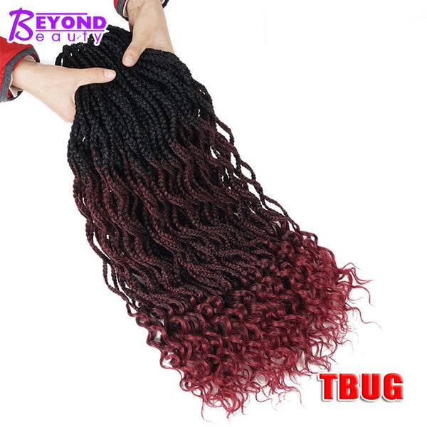 Beyond Beauty Goddess Box Braids Curly Crochet Hair Extensions Kanekalon Crochet Braids Synthetic Braiding Hair Black Color Bulk