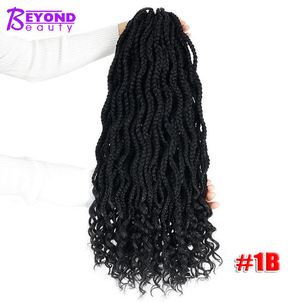 Beyond Beauty Goddess Box Braids Curly Crochet Hair Extensions Kanekalon Crochet Braids Synthetic Braiding Hair Black Color Bulk