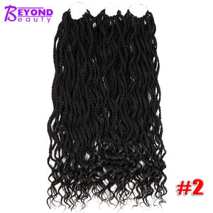 Beyond Beauty Goddess Box Braids Curly Crochet Hair Extensions Kanekalon Crochet Braids Synthetic Braiding Hair Black Color Bulk