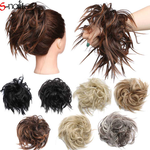 S-noilite 45g  Synthetic Hair Extensions Women Chignon with Rubber Band Donut Hairpieces Hair Bun Wrap Ponytail Black Brown