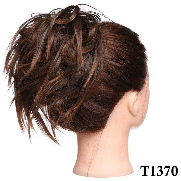 S-noilite 45g  Synthetic Hair Extensions Women Chignon with Rubber Band Donut Hairpieces Hair Bun Wrap Ponytail Black Brown