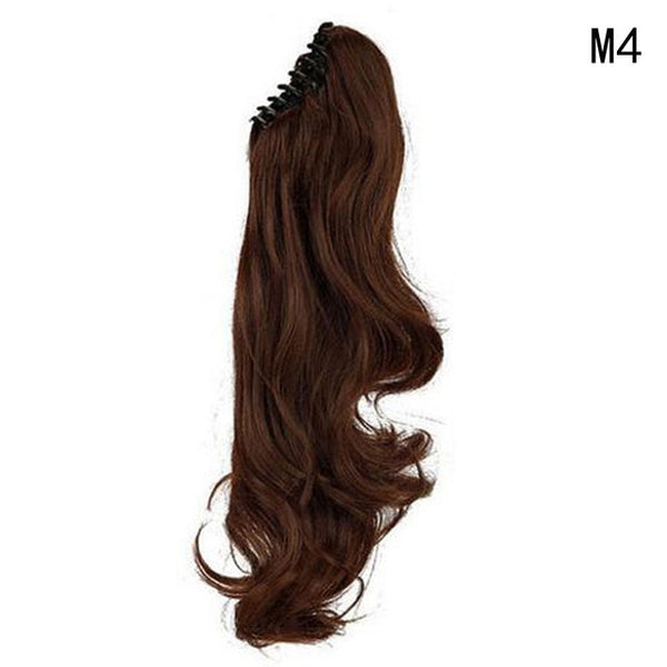 S-noilite 18"  Long Curly Synthetic Ponytail Clip In Ponytail Claw Ponytail Hair Extensions Hair Tail Women Hairstyle Fake Hair