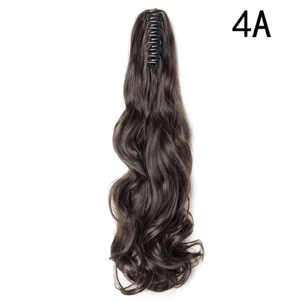 S-noilite 18"  Long Curly Synthetic Ponytail Clip In Ponytail Claw Ponytail Hair Extensions Hair Tail Women Hairstyle Fake Hair