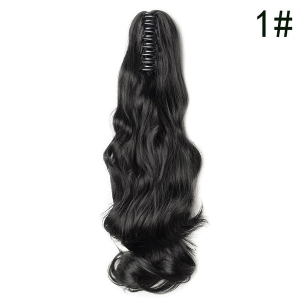 S-noilite 18"  Long Curly Synthetic Ponytail Clip In Ponytail Claw Ponytail Hair Extensions Hair Tail Women Hairstyle Fake Hair