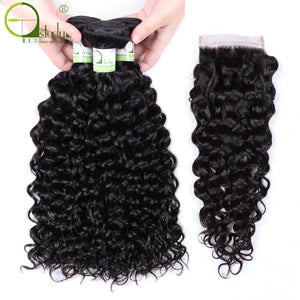 Sterly Water Wave Bundles With Closure Remy Human Hair Bundles With Closure Brazilian Hair Weave Bundles With Closure