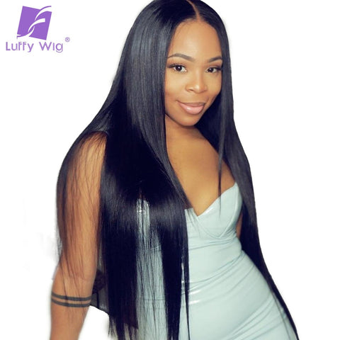 Silky Straight 13x6 Lace Front Human Hair Wigs For Women Glueless With Baby Hair Pre Plucked Natural Indian Non-remy Luffy Hair