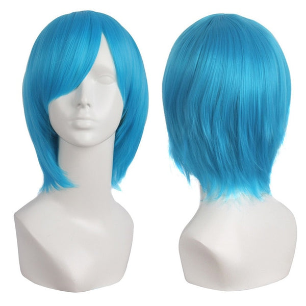 MapofBeauty 12" Short Straight White Black Blonde Red Brown Orange 23 Colors Cosplay Wigs Heat Resistant Natural Synthetic Hair