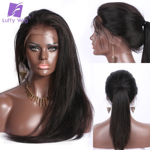 Luffy 13x6 Deep Frontal Yaki Straight Lace Front Human Wigs With Baby Hair Pre Plucked Glueless Wig For Women Brazilian Non Remy