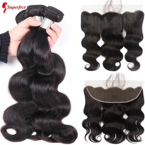 Human Hair Bundles With Frontal Closure 3 Bundles Body Wave Lace Frontal With Bundles Brazilian Hair Weave Bundles Non Remy