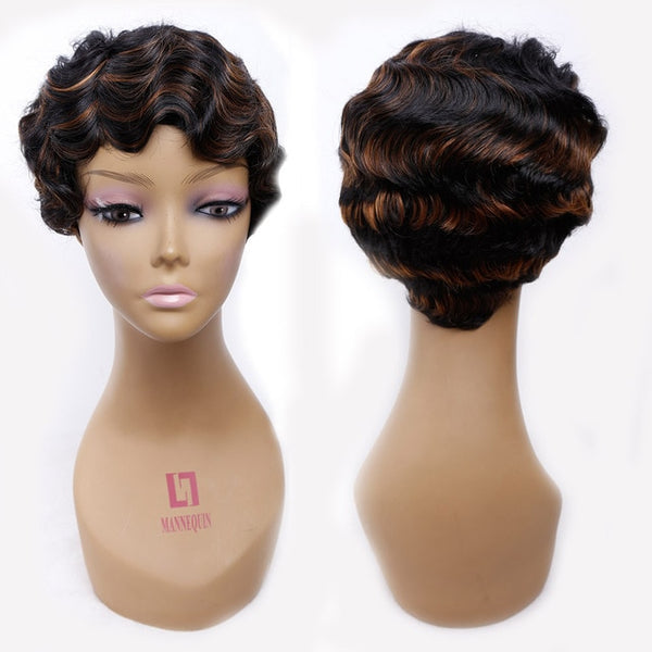 Amir Finger Waves Wig Synthetic Hair Heat Resistant Short Wigs for African American Women Cosplay Wig