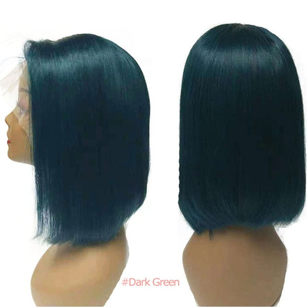 Short Hair Human 613/Red/Blue/Black/Green/Purple/Pink Ombre Lace Front Blonde Bob Wigs For Black Women Brazilian Straight Remy