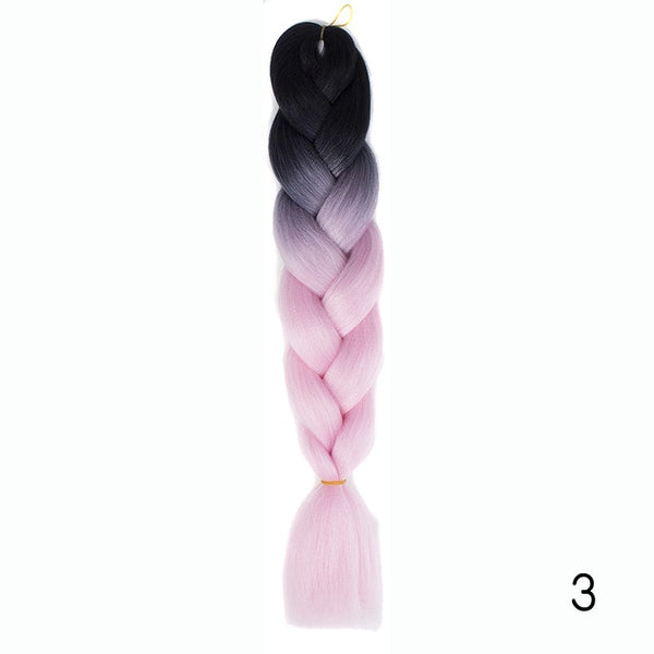 Synthetic Jumbo Braids Ombre Braiding Hair Kanekalon Box Braid Hair Pink Purple Green Grey Yellow Golden xpression braiding hair