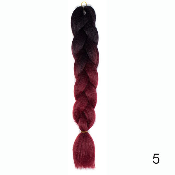 Synthetic Jumbo Braids Ombre Braiding Hair Kanekalon Box Braid Hair Pink Purple Green Grey Yellow Golden xpression braiding hair